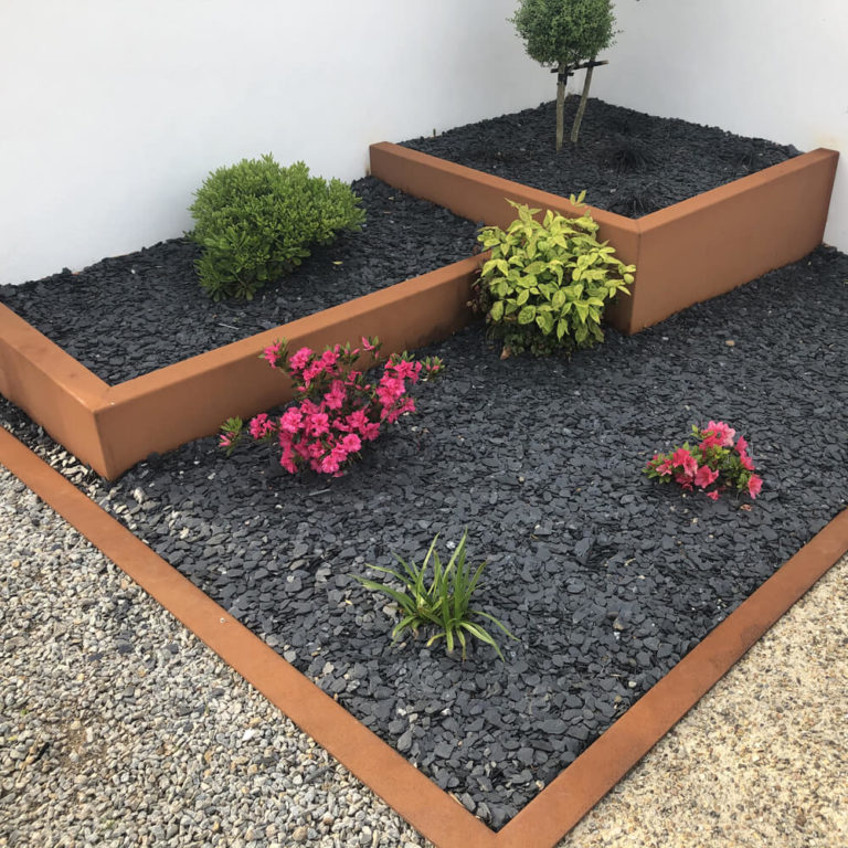 Jardinières en acier corten patiné